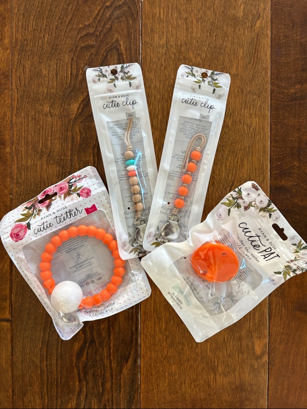 Ryan & Rose - Orange Cutie Baby Teether & Clip Set